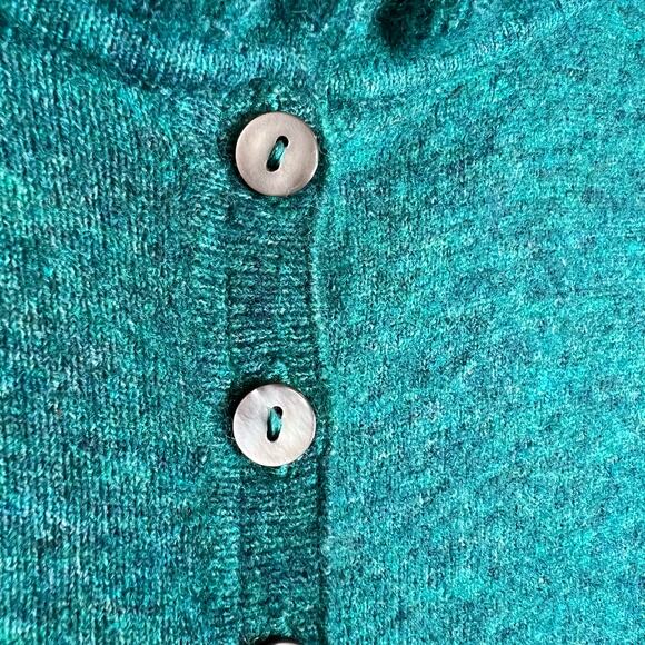 SUNDANCE Edwina Henley Cashmere Blend Ruffle Trim Sweater in Teal Green Sz Small - Picture 6 of 9